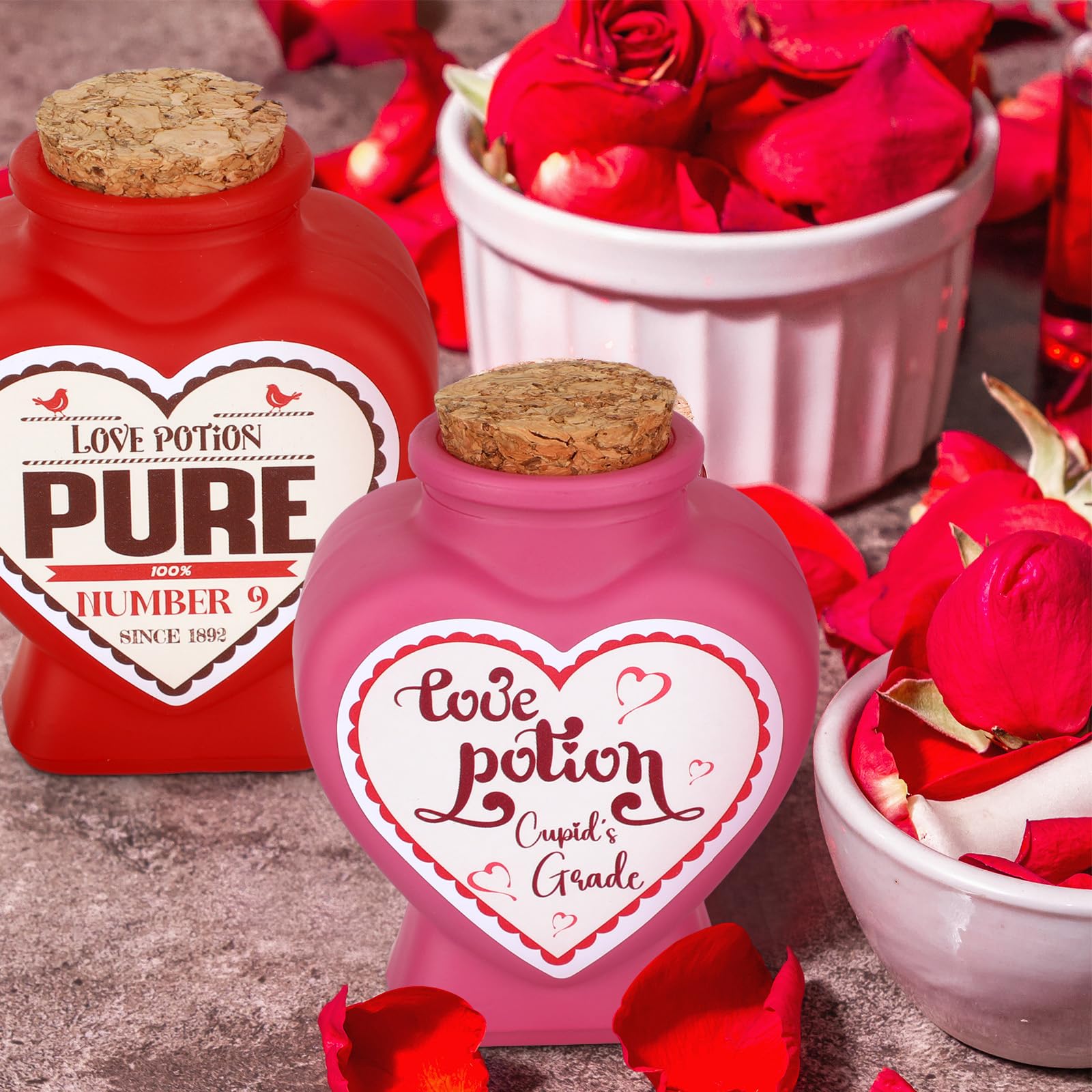 Domensi 6 Pcs Valentine Love Potion Bottles Heart Shaped